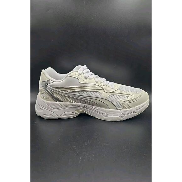 Puma Teveris Nitro Metallic Womens Lace Up Athletic Running Shoes White Size 9M - Picture 2 of 6